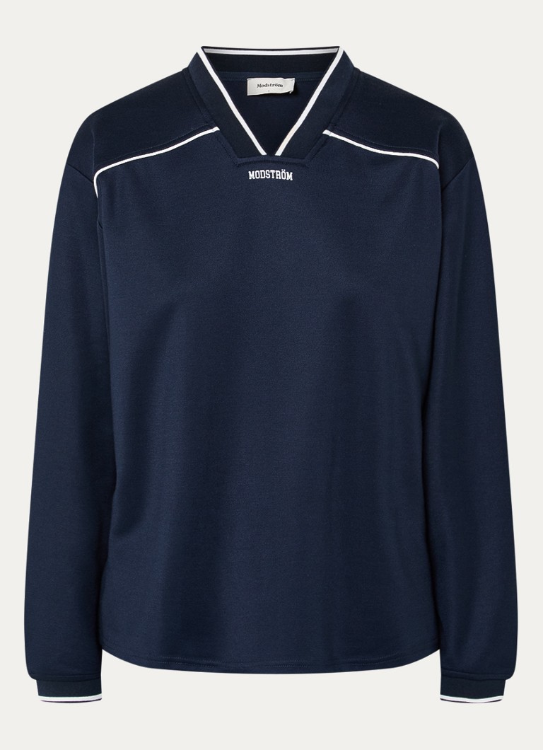 Modström Dames Utopia longsleeve met logo in de kleur Blauwgrijs