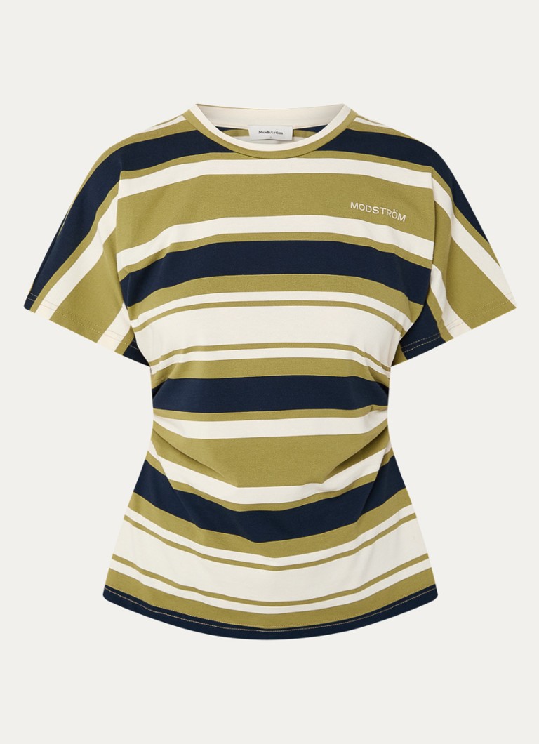 Modström Dames T-shirt met streepprint in de kleur Mosgroen