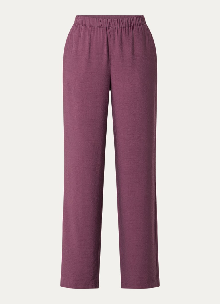 Modström Dames Nicki high waist wide fit broek met steekzakken in de kleur Aubergine