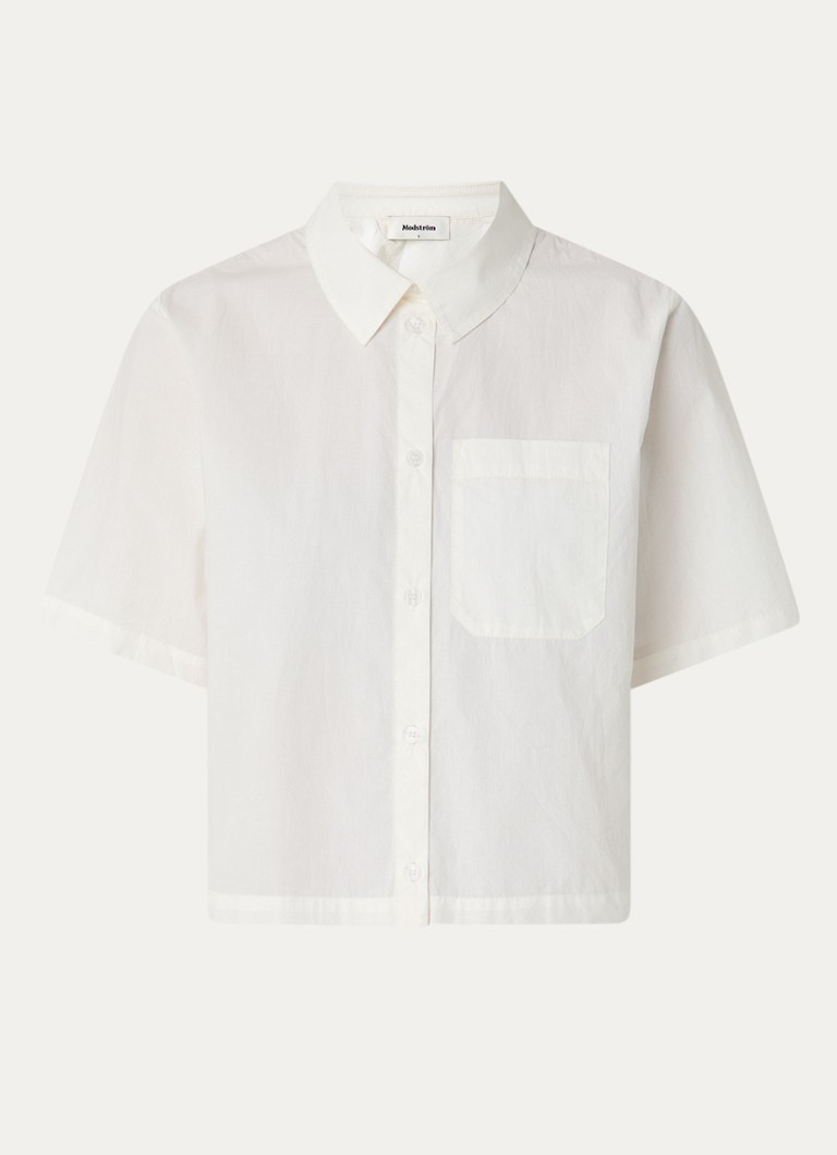 Modström Dames Vilbert blouse met borstzak in de kleur Gebroken wit