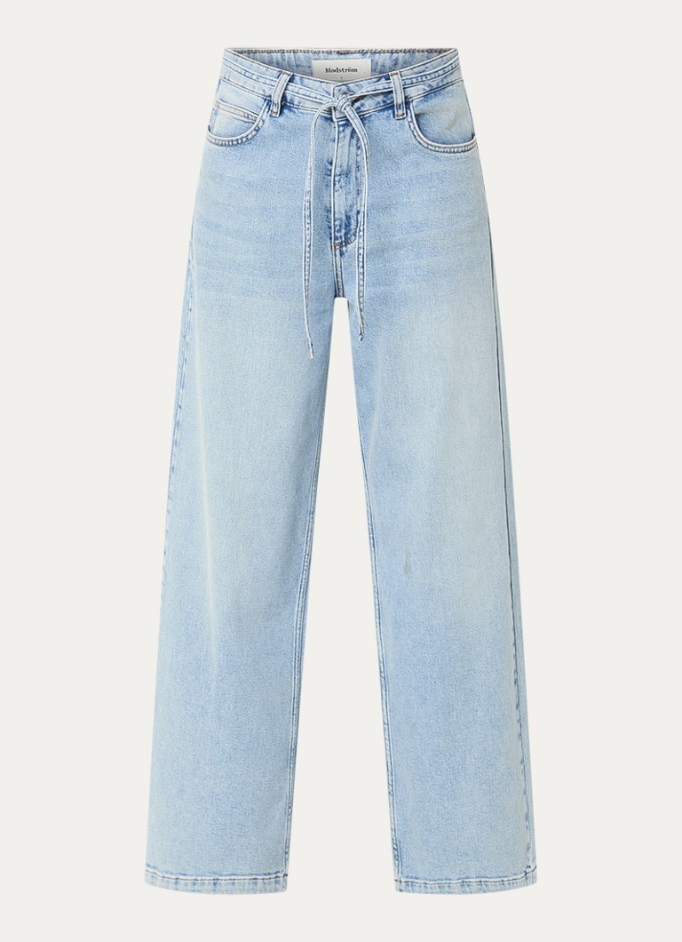 Modström Dames Isolde high waist straight leg jeans met strikceintuur in de kleur Indigo