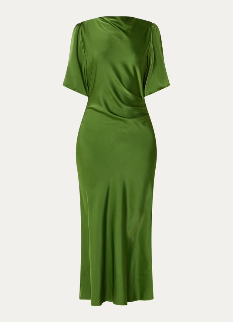 Modström Dames Tailor maxi jurk van satijn met plooidetail in de kleur Groen
