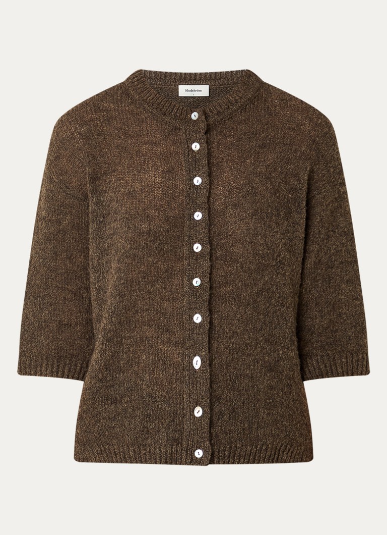 Modström Dames Bailor fijngebreid vest in de kleur Hazelnootbruin