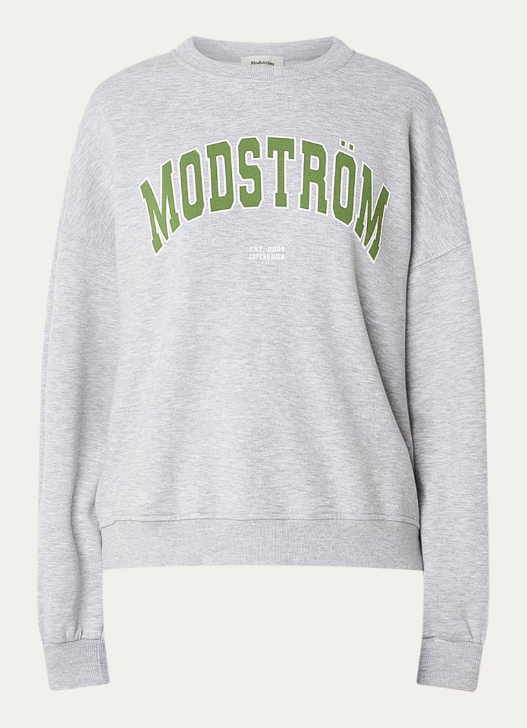 Modström Dames Bakir sweater met logoprint in de kleur Grijsmele