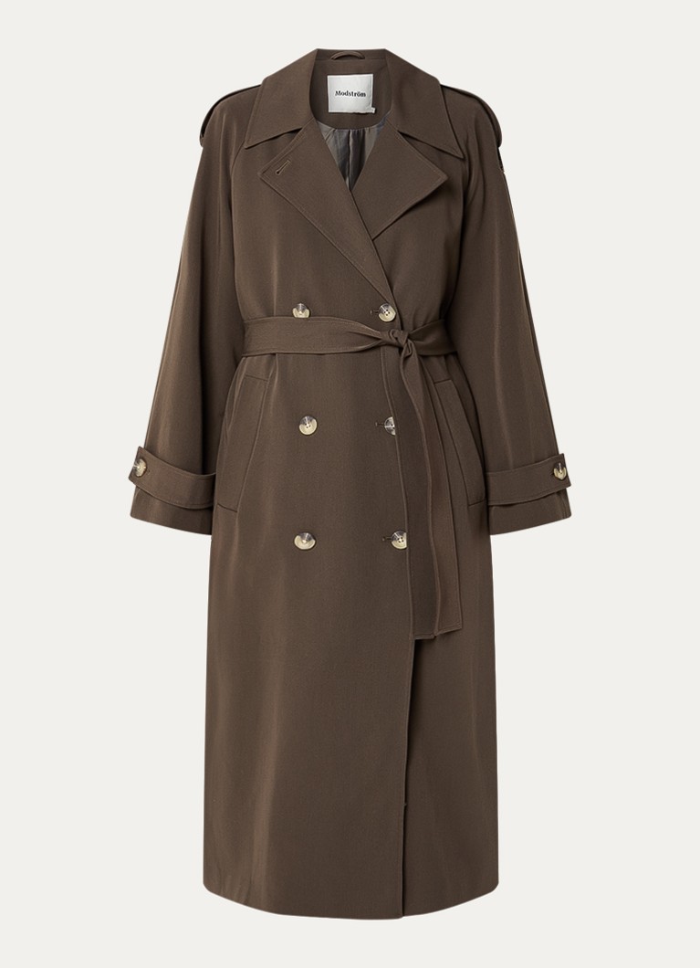Modström Dames EvieMD trenchcoat met steekzakken en ceintuur in de kleur Naturel