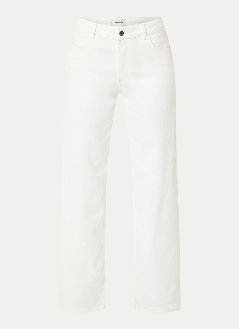 Modström Dames Solange mid waist straight leg jeans met gekleurde wassing in de kleur Wit