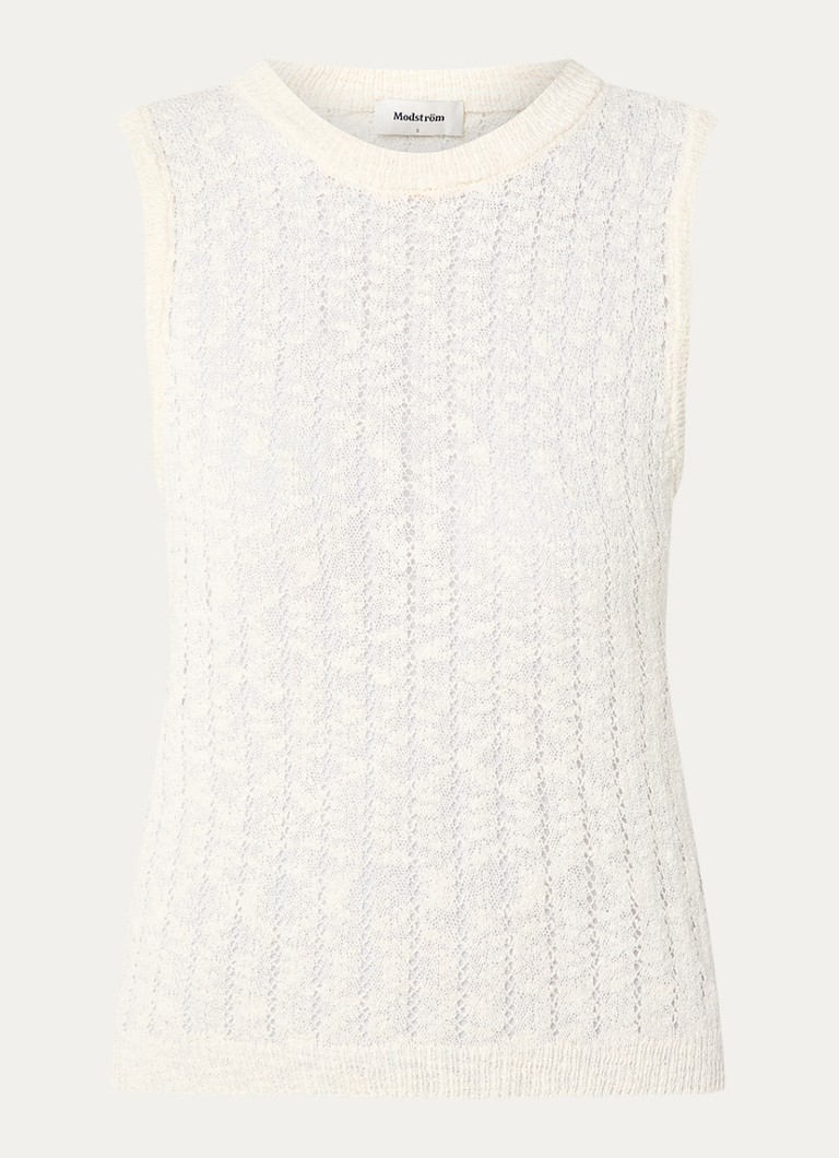 Modström Dames Agnes semi-transparante top met opengewerkt dessin in de kleur Creme