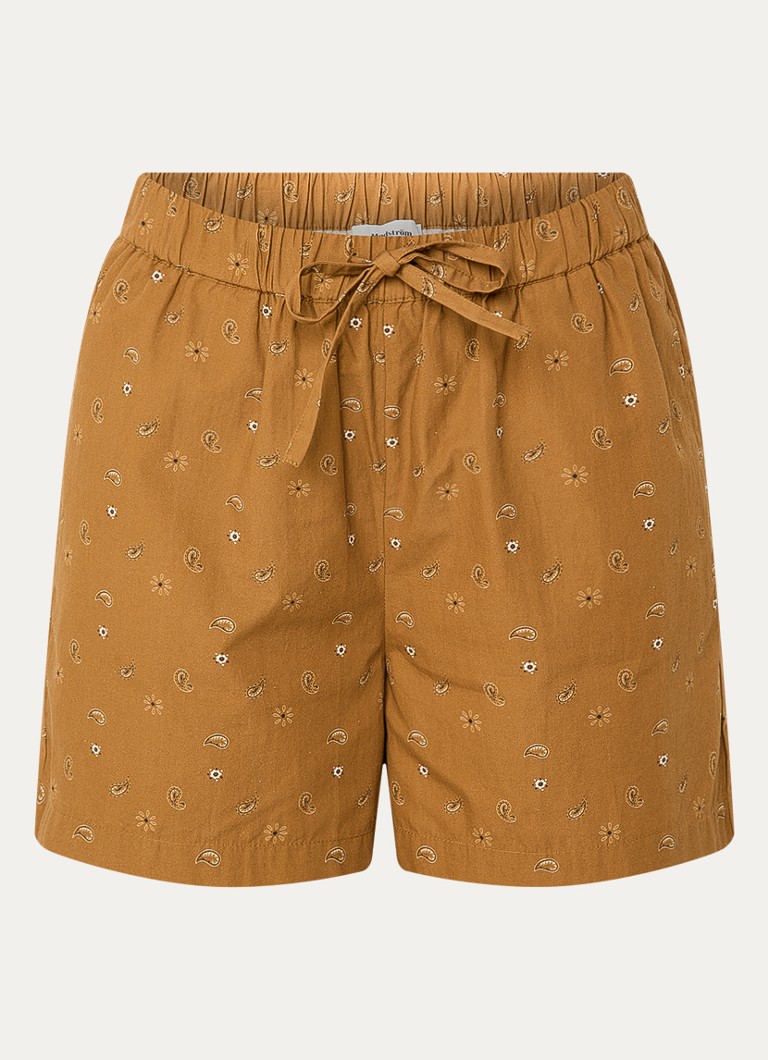 Modström Dames Apricot mid waist straight fit korte broek in de kleur Cognac
