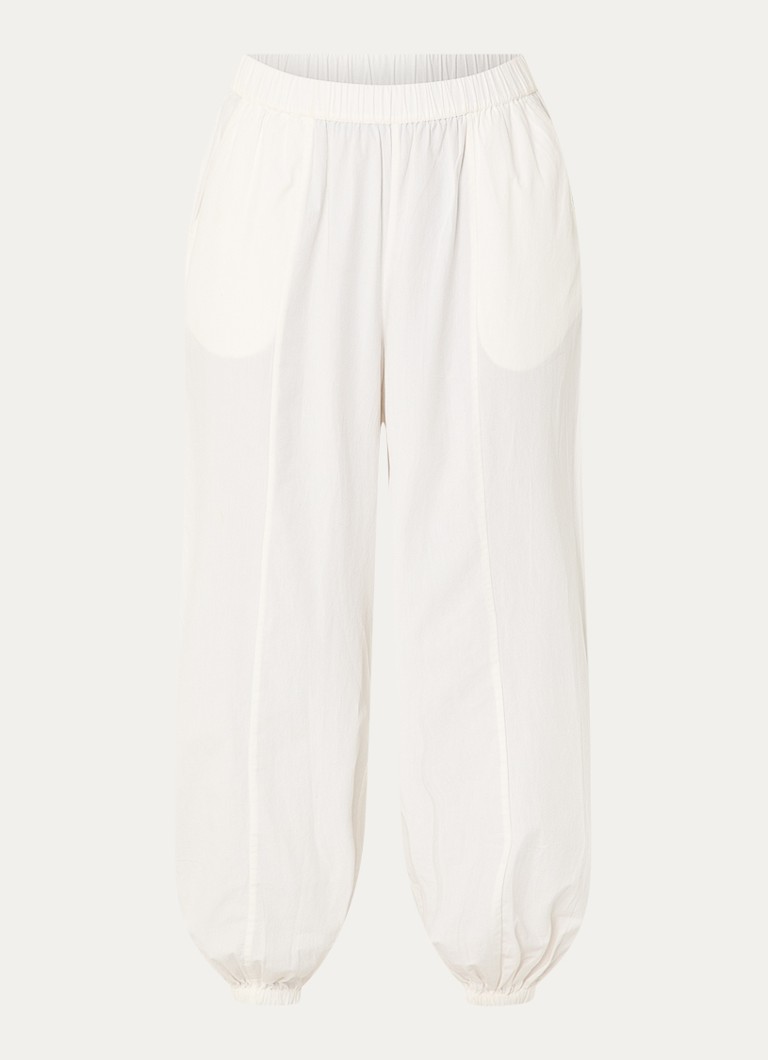 Modström Dames Aksel mid waist tapered fit broek met steekzakken in de kleur Gebroken wit