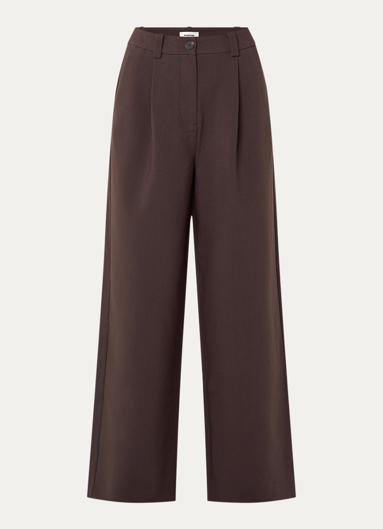 Modström Dames Gale loose fit pantalon met steekzakken in de kleur Bruin