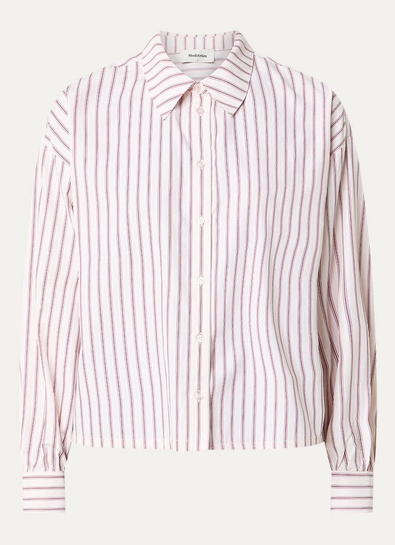 Modström Dames Dilan blouse met split en streepprint in de kleur Bordeauxrood