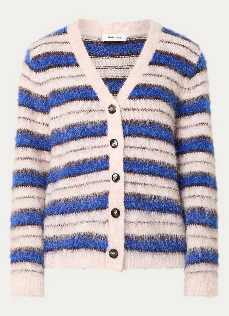Modström Dames Ditlev grofgebreid vest in wolblend in de kleur Blauw
