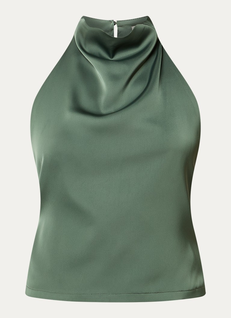 Modström Dames Timmie top van satijn in de kleur Olijfgroen