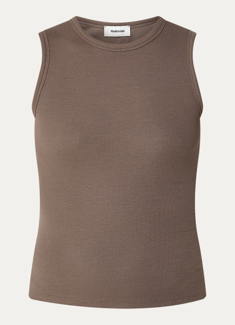 Modström Dames Igormd ribgebreide tanktop in de kleur Hazelnootbruin