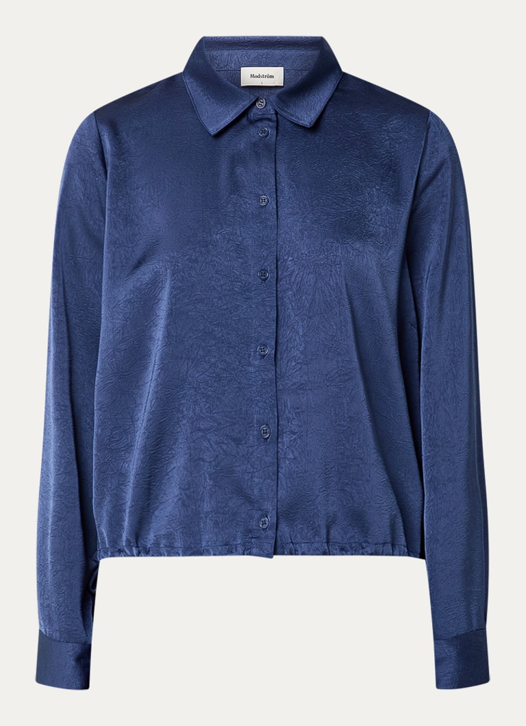 Modström Dames Cabrina blouse met structuur in de kleur Royalblauw