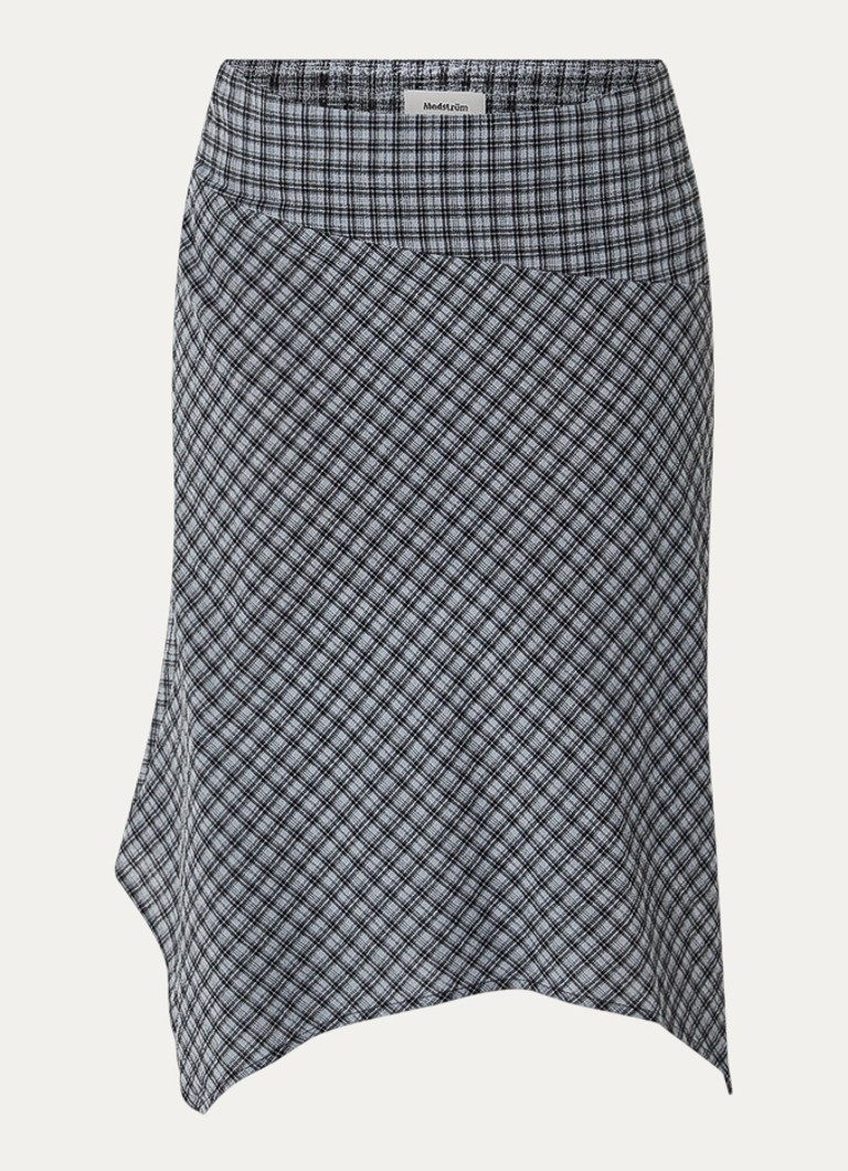 Modström Dames Doro high waist midi rok met ruitdessin in de kleur Grijs