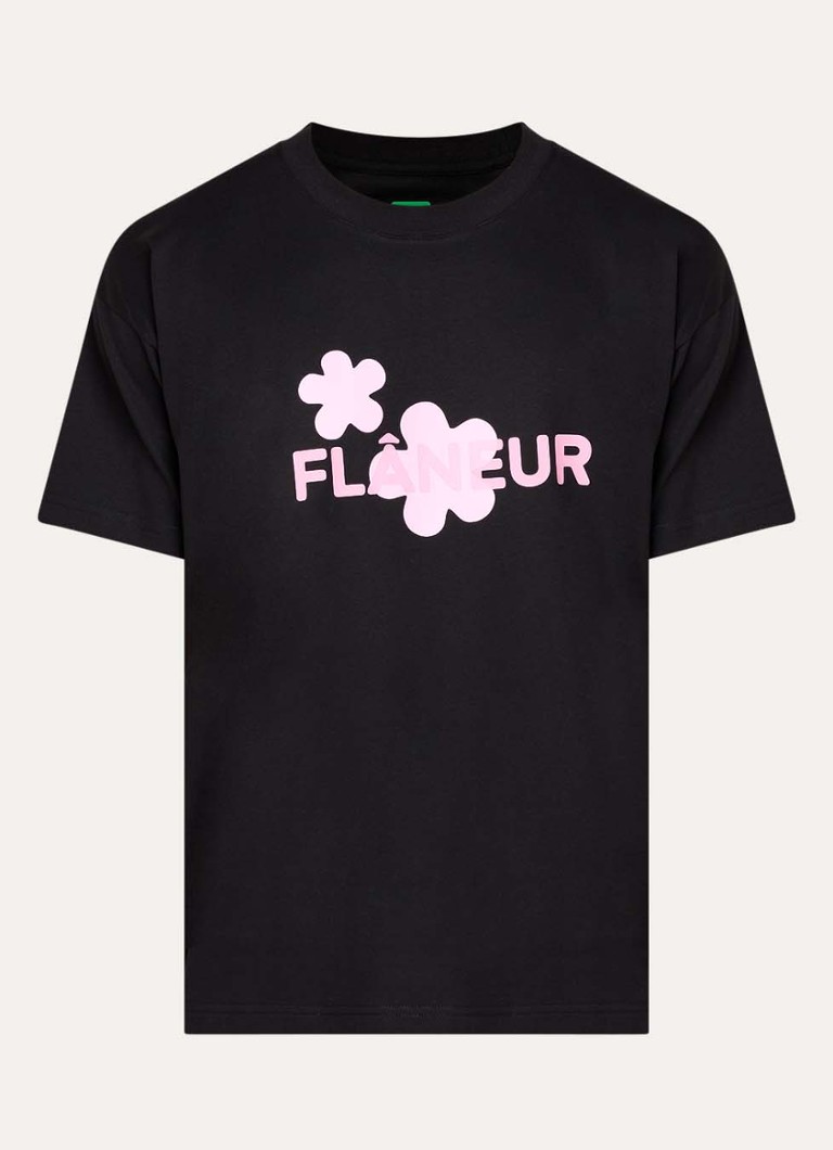FLÂNEUR Heren T-shirt met logoprint in de kleur Roze, maat: L