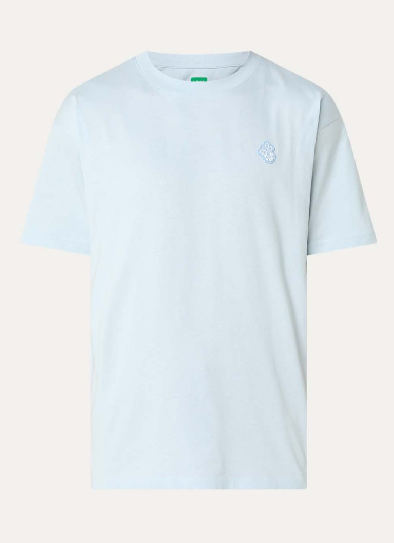 FLÂNEUR Heren Rubber T-shirt met logo in de kleur Blauwgrijs, maat: S