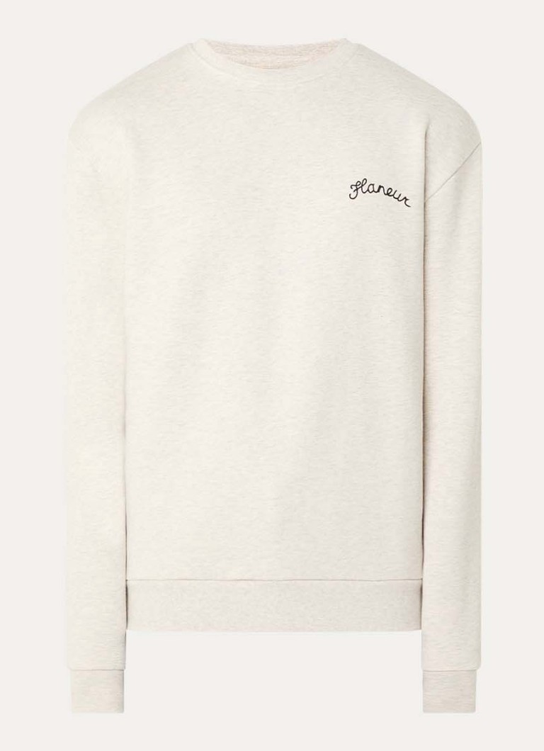 FLÂNEUR Heren Sweater met logoborduring in de kleur Lichtgrijs, maat: XL
