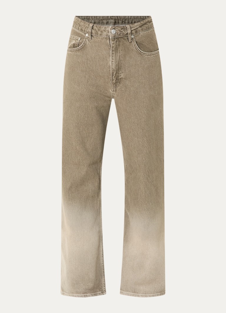 FLÂNEUR Heren Straight leg jeans met gekleurde wassing in de kleur Grijs, maat: 34