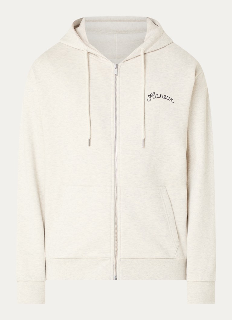 FLÂNEUR Heren Signature sweatvest met logo in de kleur Grijsmele, maat: XL