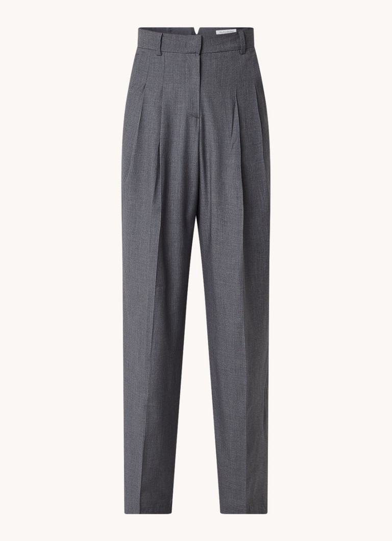The Frankie Shop Dames Gelso high waist straight fit pantalon in wolblend in de kleur Grijs, maat: XS