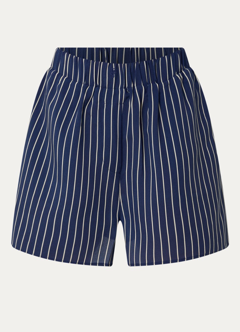 The Frankie Shop Dames Lui high waist loose fit korte broek met streepprint en steekzakken in de kleur Donkerblauw, maat: S