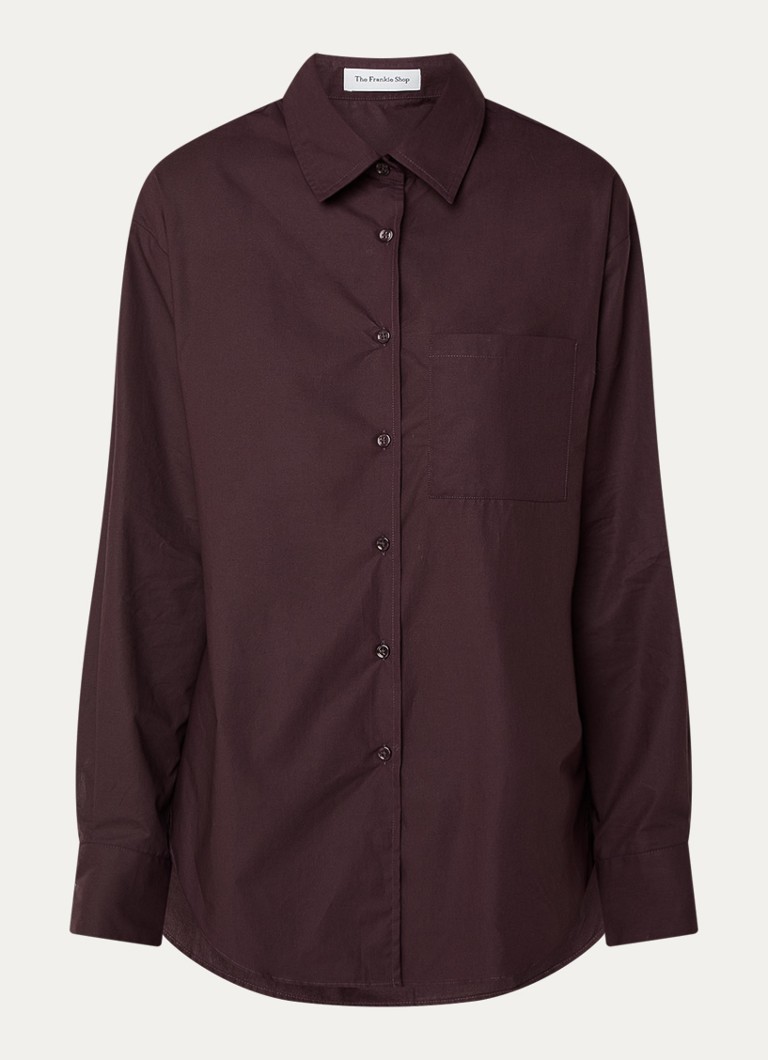 The Frankie Shop Dames Lui blouse van katoen met borstzak in de kleur Aubergine, maat: XS