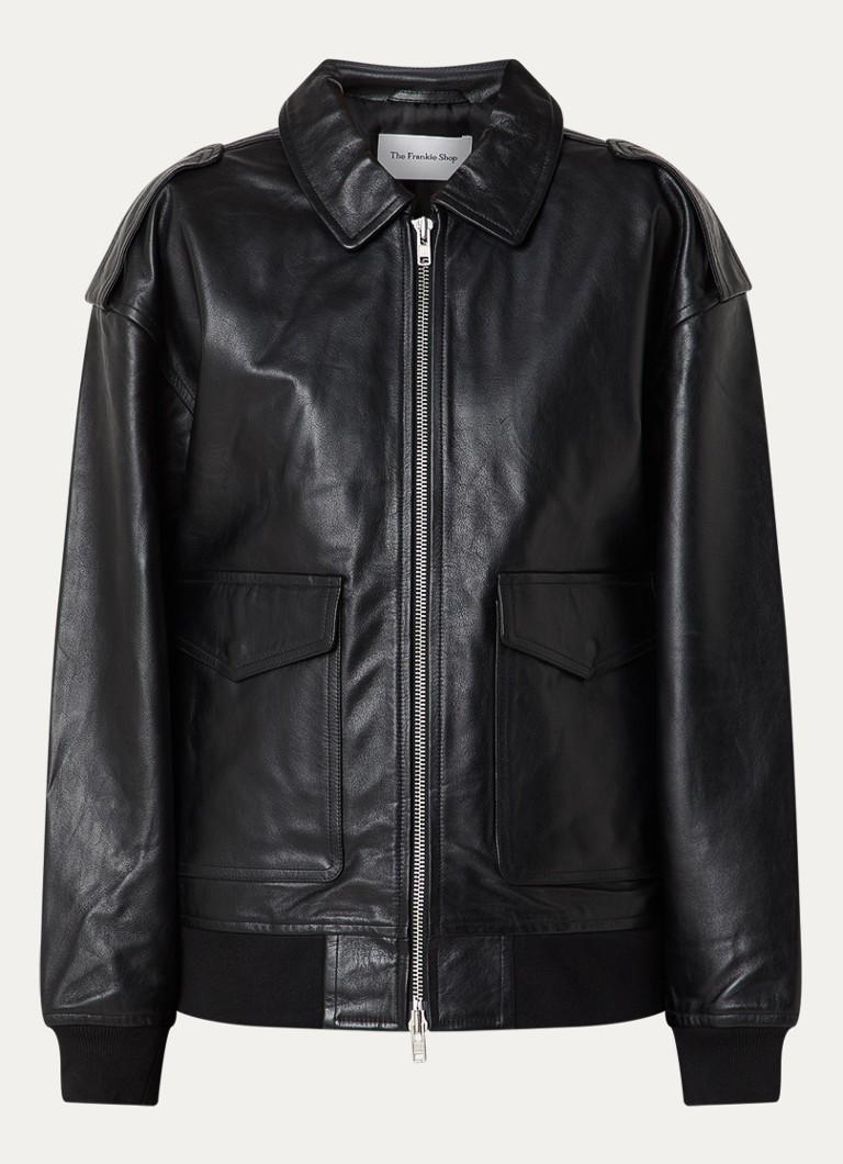 The Frankie Shop Dames Viper jack van leer met klepzakken in de kleur Zwart, maat: M
