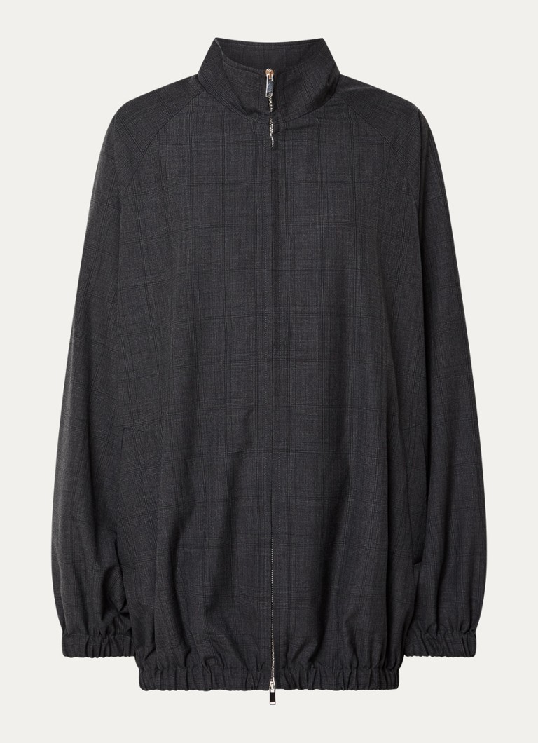 The Frankie Shop Dames Baxter oversized jack in wolblend met ruitdessin in de kleur Antraciet, maat: S