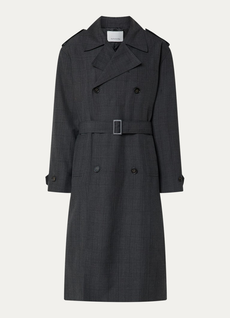 The Frankie Shop Dames Bleecker double-breasted trenchcoat in wolblend met steekzakken in de kleur Donkergrijs, maat: M