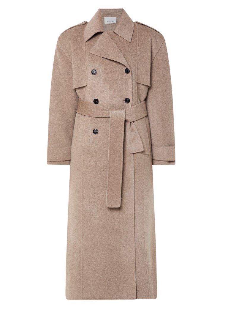 The Frankie Shop Dames Nikola trenchcoat in kasjmierblend met schoudervulling in de kleur Donkerbeige, maat: XS