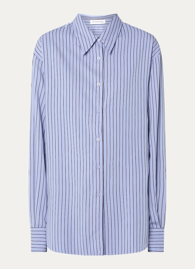 The Frankie Shop Dames Peri oversized blouse met streepprint in de kleur Lavendel, maat: L
