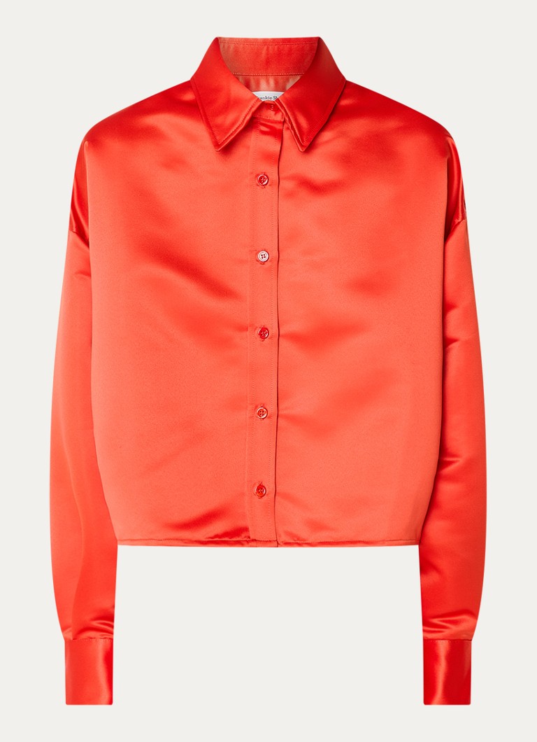 The Frankie Shop Dames Arlen cropped blouse van satijn in de kleur Rood, maat: L
