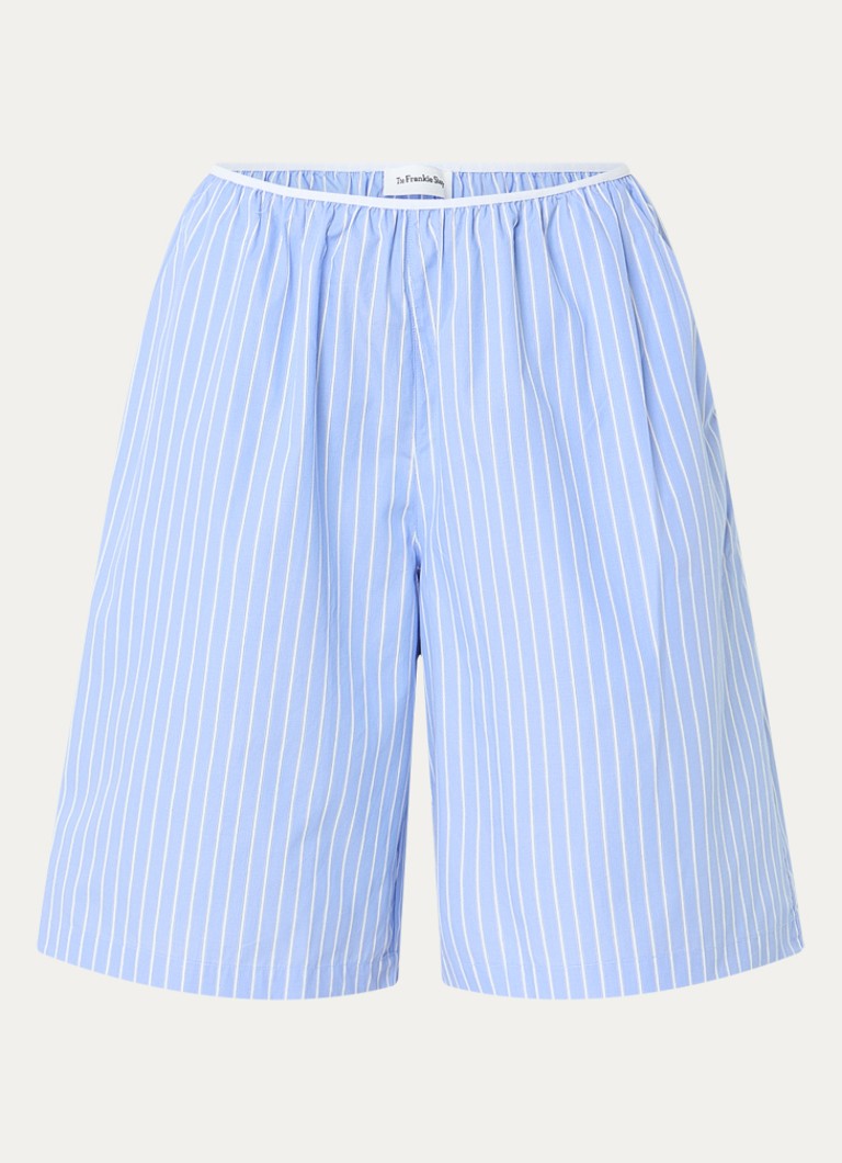 The Frankie Shop Dames Elyn high waist loose fit korte broek met streepprint in de kleur Blauw, maat: S