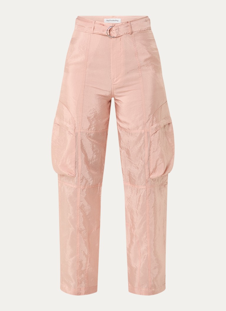 The Frankie Shop Dames Kelly high waist straight fit broek met steekzakken in de kleur Roze, maat: M