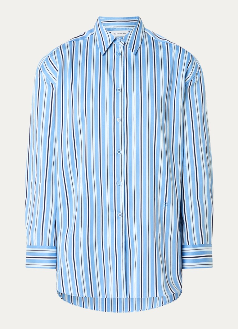 The Frankie Shop Dames Oana blousejurk met streepprint in de kleur Blauw, maat: XS
