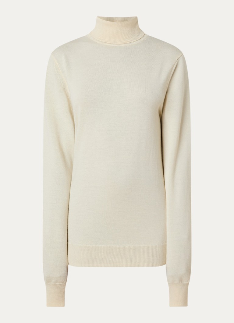 The Frankie Shop Dames Eve Thin fijngebreide coltrui van merino wol in de kleur Lichtgeel, maat: XS