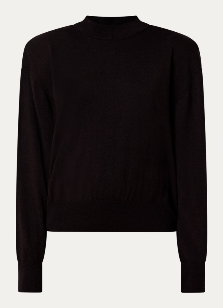 The Frankie Shop Dames Rue fijngebreide trui in wolblend met schoudervulling in de kleur Donkerbruin, maat: S