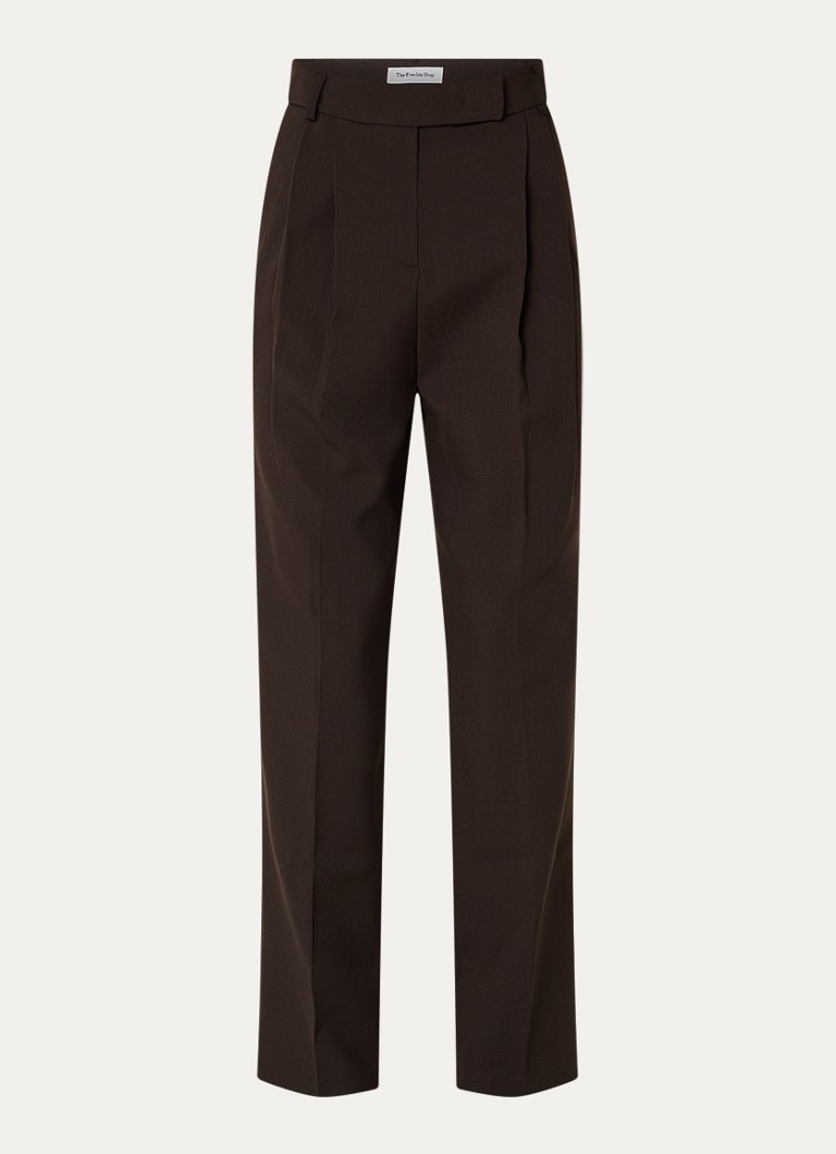 The Frankie Shop Dames Bea high waist straigh fit pantalon met steekzakken in de kleur Donkerbruin, maat: S