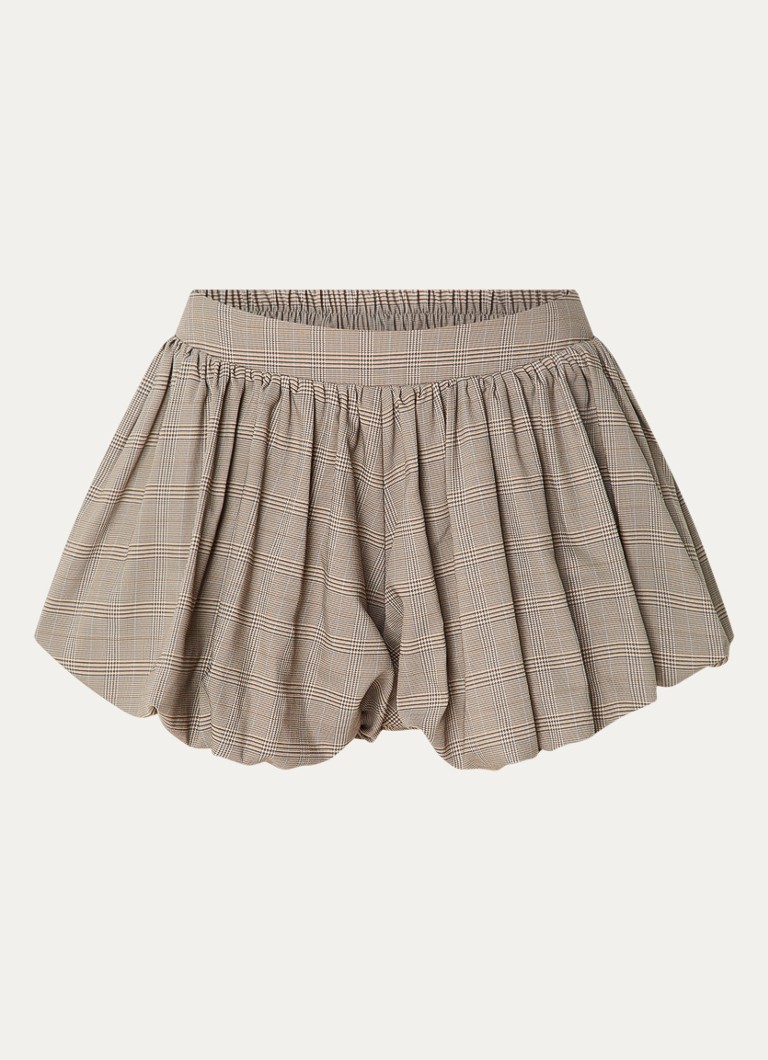 The Frankie Shop Dames Alina high waist loose fit korte broek in wolblend met ruitdessin in de kleur Beige, maat: S