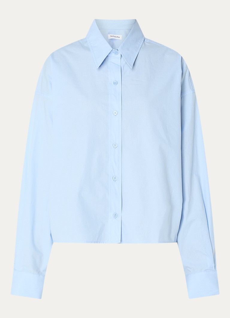 The Frankie Shop Dames Arlen cropped blouse in de kleur Blauw, maat: S