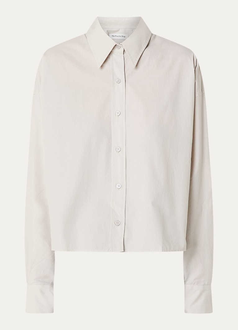 The Frankie Shop Dames Arlen cropped blouse met kraag in de kleur Grijs, maat: XS
