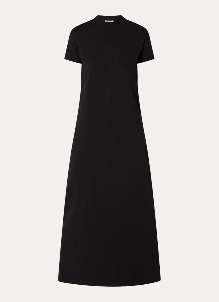 The Frankie Shop Dames Malto maxi T-shirt jurk met ronde hals in de kleur Zwart, maat: M