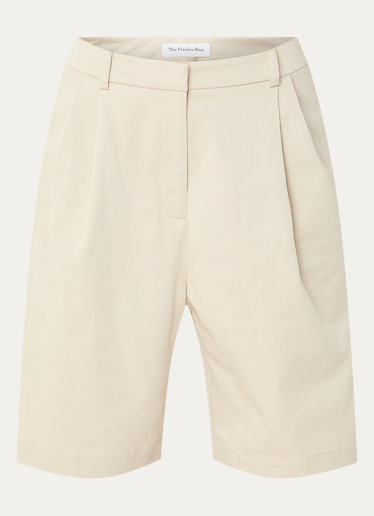 The Frankie Shop Dames Marfa high waist wide fit korte broek met steekzakken in de kleur Beige, maat: M