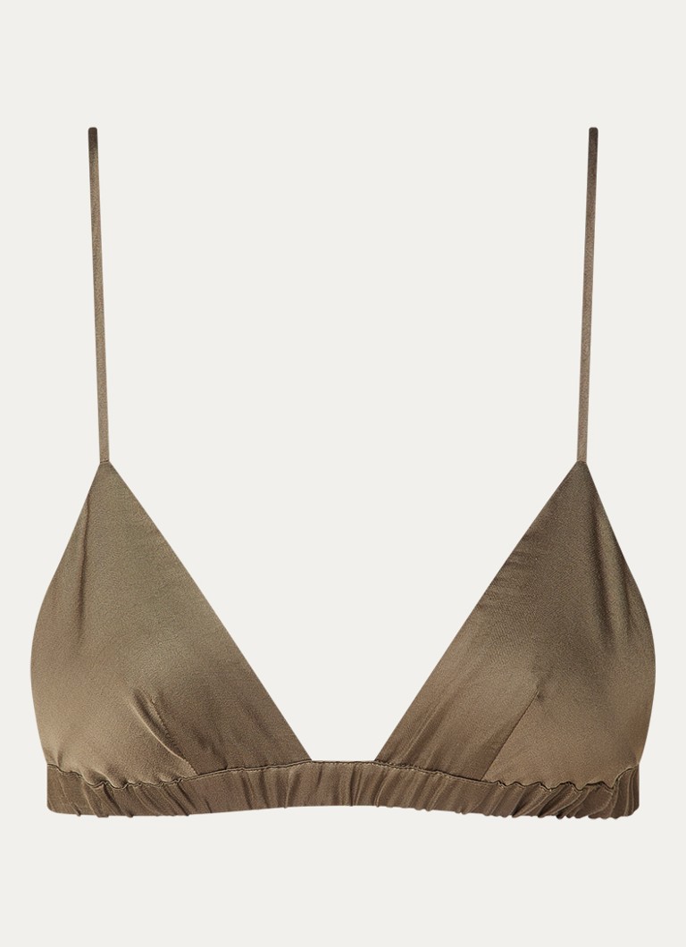 The Frankie Shop Dames Nina bralette van satijn in de kleur Olijfgroen, maat: S