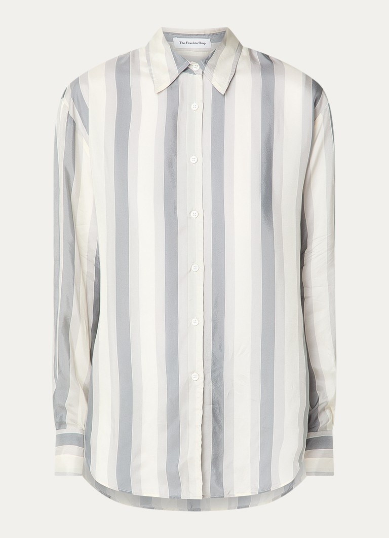 The Frankie Shop Dames Peri blouse van satijn met streepprint in de kleur Grijs, maat: M
