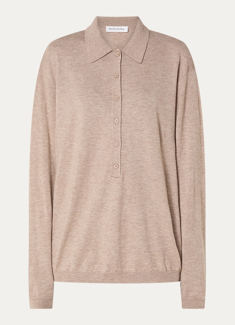 The Frankie Shop Dames Tala fijngebreide pullover in wolblend met polokraag in de kleur Lichtbruin, maat: M