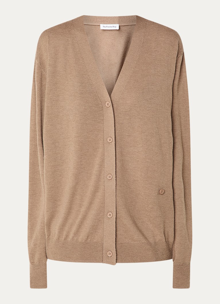 The Frankie Shop Dames Zina fijngebreid vest in wolblend in de kleur Lichtbruin, maat: L