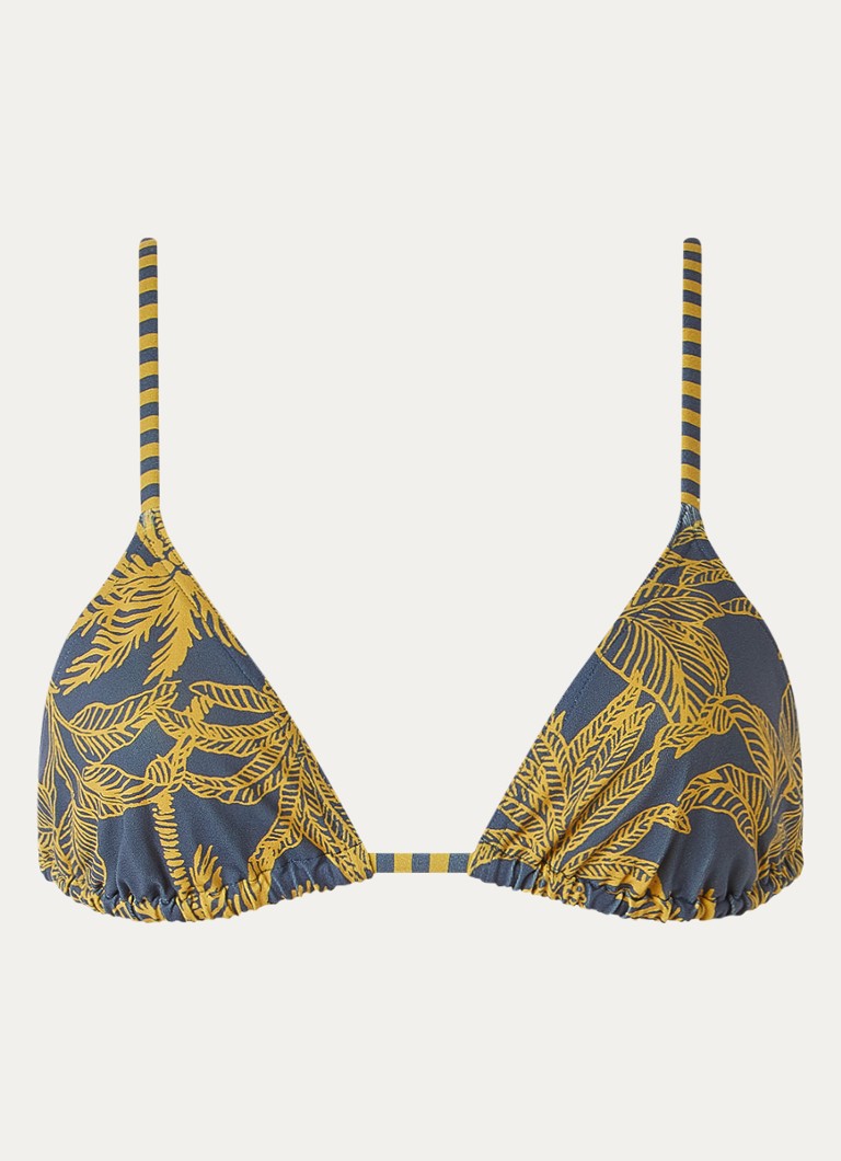 Eres Dames Hamac triangel bikinitop met bladprint in de kleur Mosterd, maat: 42